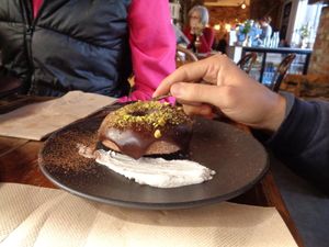 some decadent vegan donut at Punnet Eatery in Hamilton