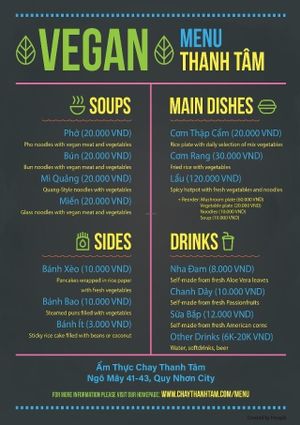 simplified menu at Thanh Tam in Qui Nhon