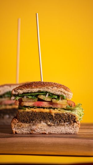 Oyster shiitake burgers (gluten free at request). at Lia's Kitchen in Berlin