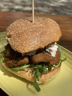 Blue cheese chickn burger   at Lia's Kitchen in Berlin