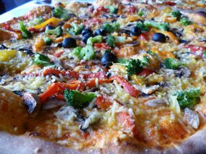 Pizza Vegetaria with home-brought vegan cheese at Al Bacio Ristorante Pizzeria in Saarbrucken