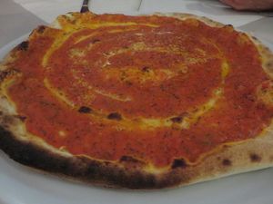 Pizza bread with tomatoes and garlic (vegan) at Al Bacio Ristorante Pizzeria in Saarbrucken