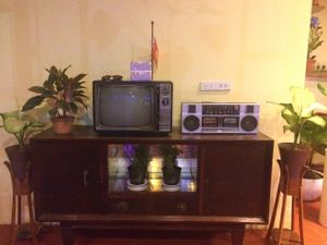 Old Vietnamese living room style at September Vegetarian in Phu Quoc