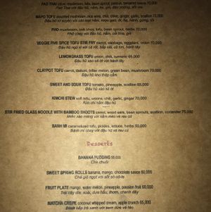 menu 2017 at September Vegetarian in Phu Quoc