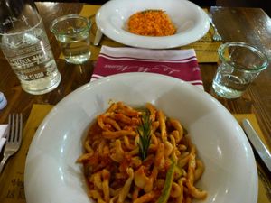 pasta with vegan ragu and risotto at La Mi Mama in Rimini