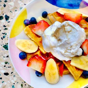 Waffles at Eat Drink Raw in Karrinyup