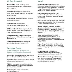 Menu at Eat Drink Raw in Karrinyup