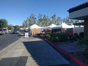 View from driving in and walking up at Westlake Village Farmers Market in Westlake Village