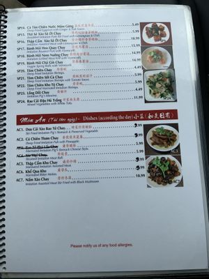 Menu 6 at Tinh Tam Trai in Vaughan