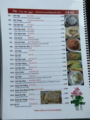 Menu 9 at Tinh Tam Trai in Vaughan