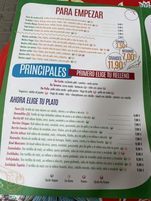 Menu page 1 at Quetzal - Cocina Mexicana in Barcelona