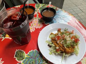 Tostada con seitan - entrante del menú del día at Quetzal - Cocina Mexicana in Barcelona