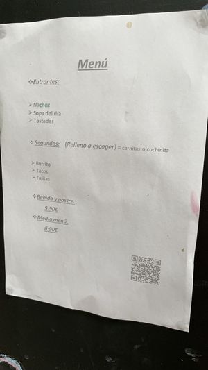 El menú del día para la comida (lunch menu) at Quetzal - Cocina Mexicana in Barcelona