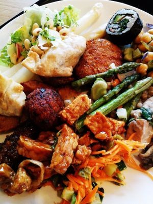 This is how the plate of a person who can't decide looks like. Too many good vegan options! at Spirit in Amsterdam