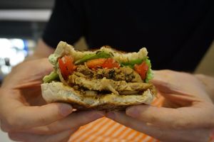 Seitan Burger at Veggie Lovers Truck in Almada