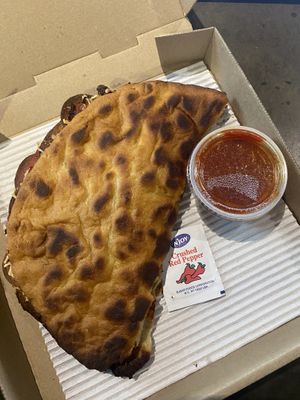 Made my own calzone - pepperoni, mushrooms, onions  at Razzi's Pizzeria - Howell St in Seattle