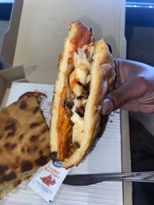 Inside the calzone  at Razzi's Pizzeria - Howell St in Seattle