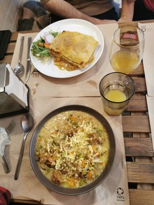 Lasaña y arroz at BioXoco in Barcelona