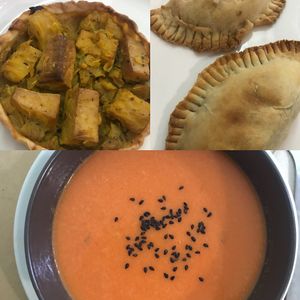 Tummy cold soup and pies  at BioXoco in Barcelona