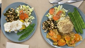 Pastel de polenta y Seitán a la naranja at BioXoco in Barcelona
