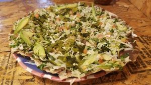 vegan pizza on thin crust at Casa Cacao in Tijuana