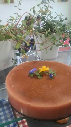 Chocolate, vainilla & beetroot cake at La Ola Verde in Lanzarote