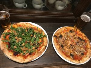 Vegan pizzas 20 and 23 at Graciarnia in Wroclaw