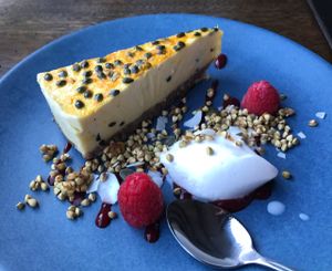 passion fruit cheese cake at The Beet in Byron Bay