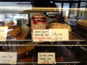 Grindz Cafe, a fancy looking vegan pannacotta at Grindz Cafe in Tauranga