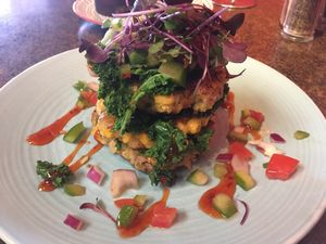 Corn fritters. So delicious!!  at Grindz Cafe in Tauranga