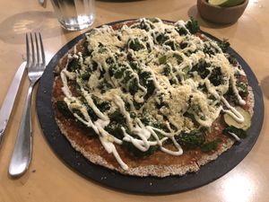 pizza vegetales at Casa Cibelia in Puebla