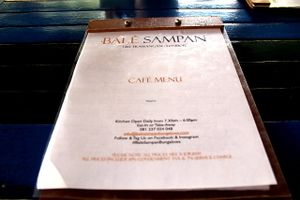 Bale Sampan menu has clearly marked vegan and vegetarian items in the menu.  at Bale Sampan in 