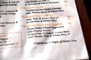 Balé Sampan menu.  at Bale Sampan in 