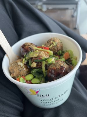 Veggie balls teriyaki rice bowl  at LHR - Itsu - T5 in West London