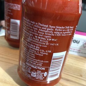 Chilli sauce - help yourself and its vegan too! at LHR - Itsu - T5 in West London