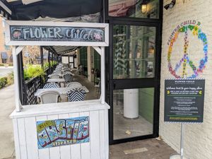Patio dining available. at Flower Child - The Domain in Austin