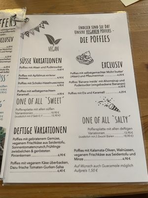 Vegan menu part  at Poffers Cafe in Stuttgart
