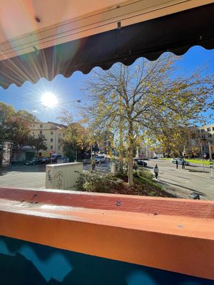 View from the balcony to Kernerplatz at Poffers Cafe in Stuttgart