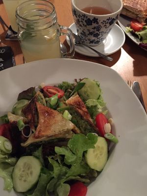 Maultaschen und Salat  at Poffers Cafe in Stuttgart