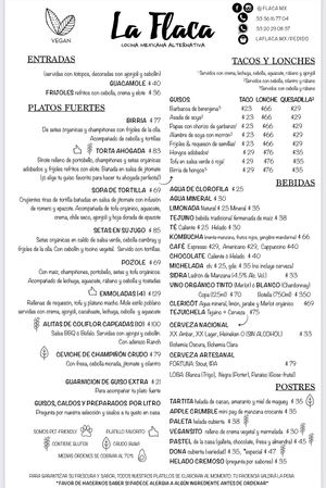 Menú actualizado   at La Flaca - Americana in Guadalajara