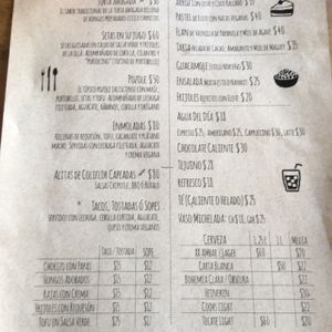 Menu at La Flaca - Americana in Guadalajara