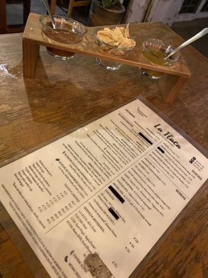Menú, chips and salsa to start  at La Flaca - Americana in Guadalajara