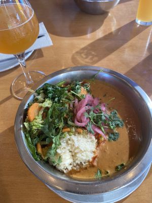 Vegan curry bowl  at Aslan Brewing Company in Bellingham
