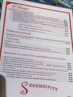 Menu2 at Serendipity in Cotacachi