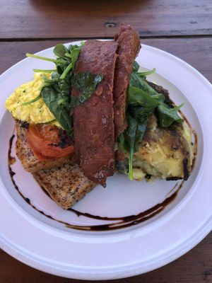 Tofu scramble with vegan bacon at Powerhouse Cafe in Hanmer Springs