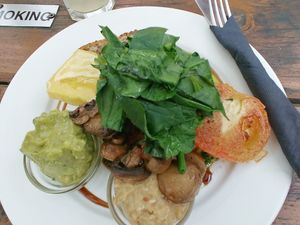 Smashed avo on toast (came with hummus as well) at Powerhouse Cafe in Hanmer Springs