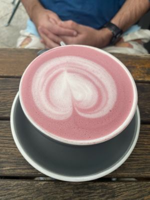 Beetroot latte  at Powerhouse Cafe in Hanmer Springs