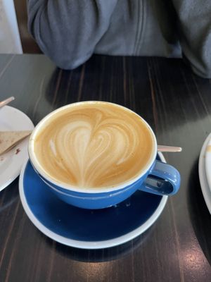 Oat, soy and almond milk flat whites   at Powerhouse Cafe in Hanmer Springs
