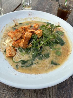 Thai Laksa with Tofu  at Powerhouse Cafe in Hanmer Springs