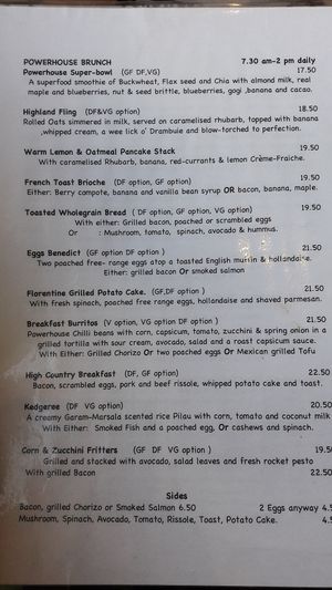 brunch menu at Powerhouse Cafe in Hanmer Springs